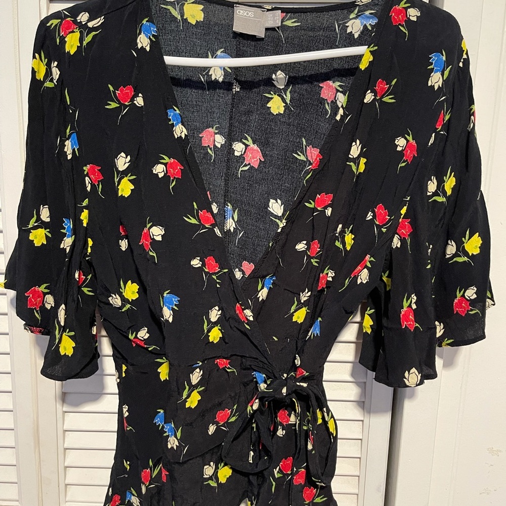 ASOS wrap kimono blouse with flowers sz 8